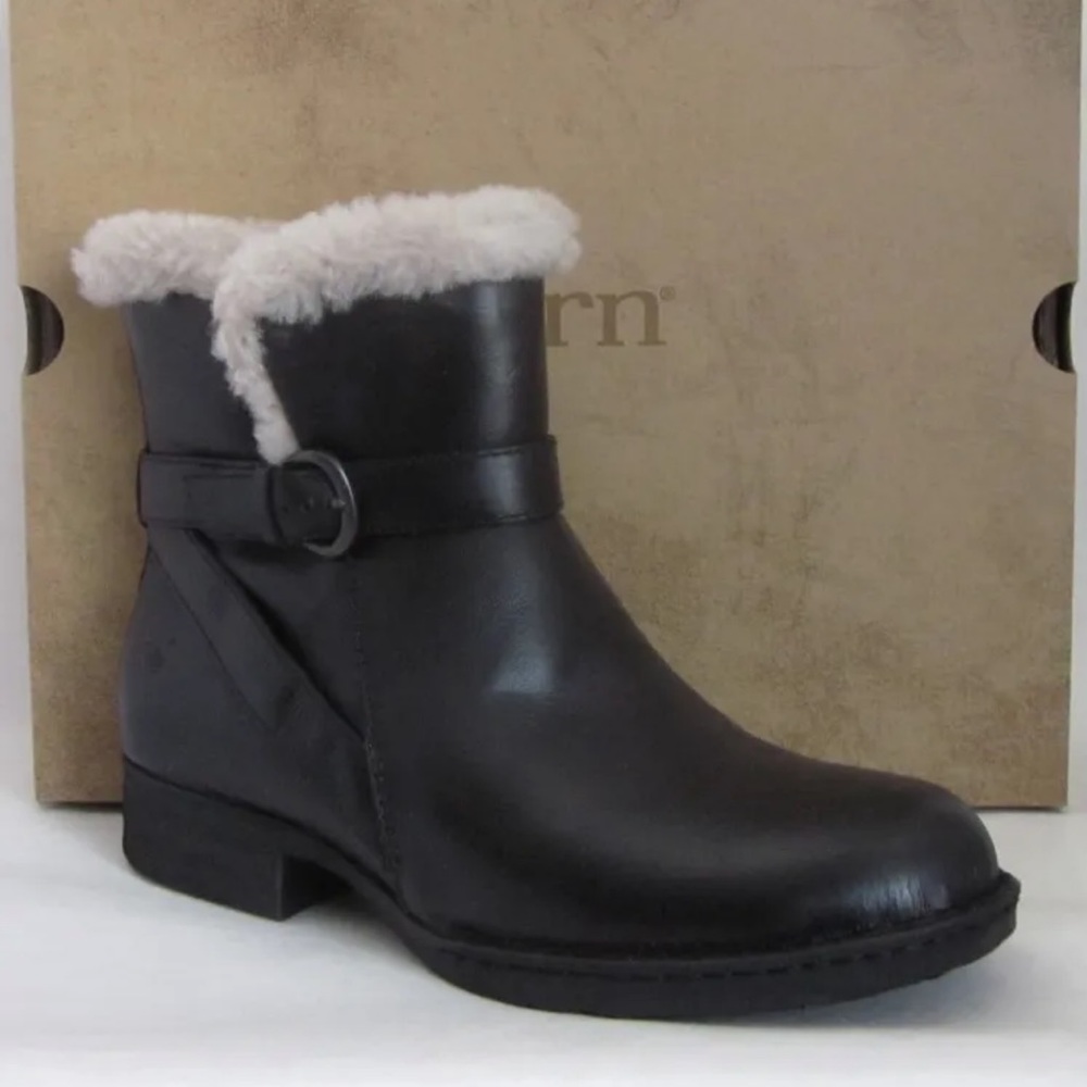 Born Kaia Black Shearling Lined Ankle Boot- size 7. Warm and cozy, new with tags